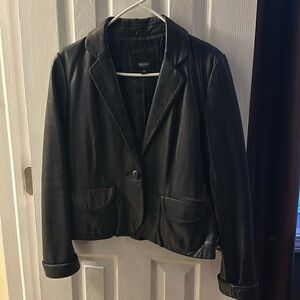 Black leather blazer